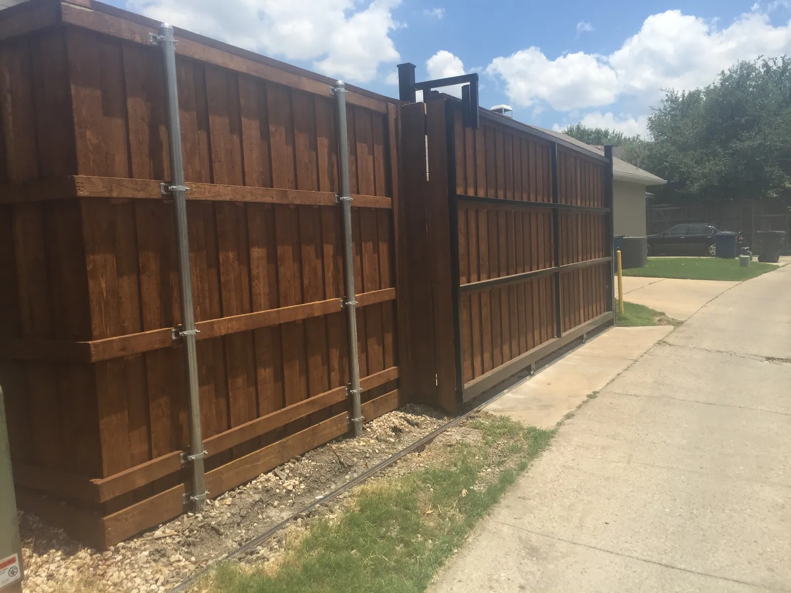 Wood electric gate frame