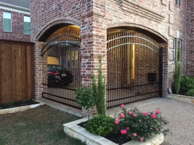 Custom iron panel and electric swing gate