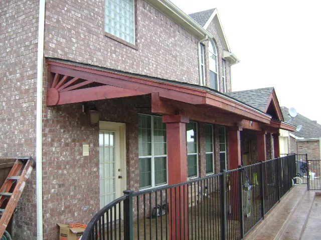 Patio cover flat with gable sunbusrt at ends
