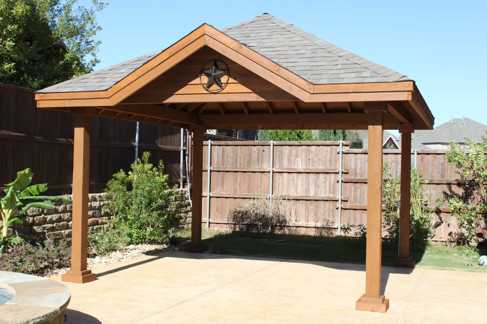 Patio cover free standing with gable — Fence Max Texas project