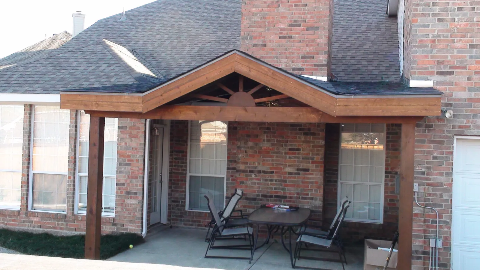 Patio cover flat with gable — Fence Max Texas project