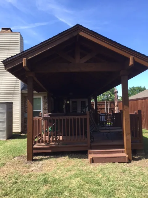 Patio cover long single gable — Fence Max Texas project