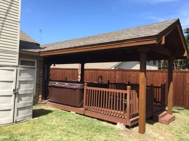Patio cover long simple gable — Fence Max Texas project