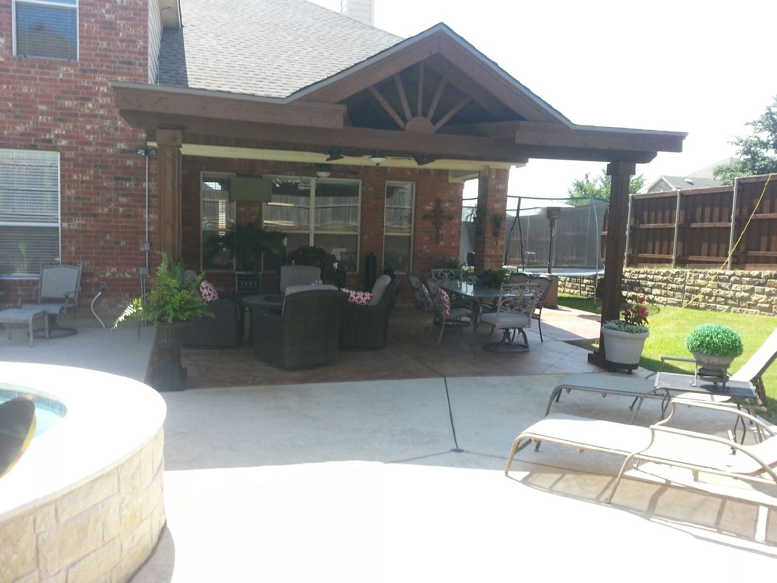 402 Patio Cover Flat Sides With Large Gable Fence Max Texas